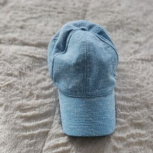 Ladies Blue Denim Cap With Adjustable Closure.